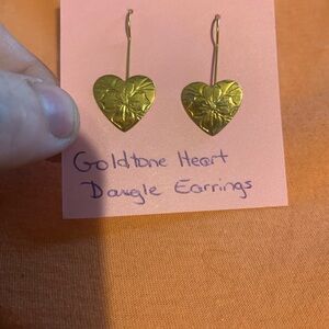 - Vintage Goldtone Heart Dangle Earring
